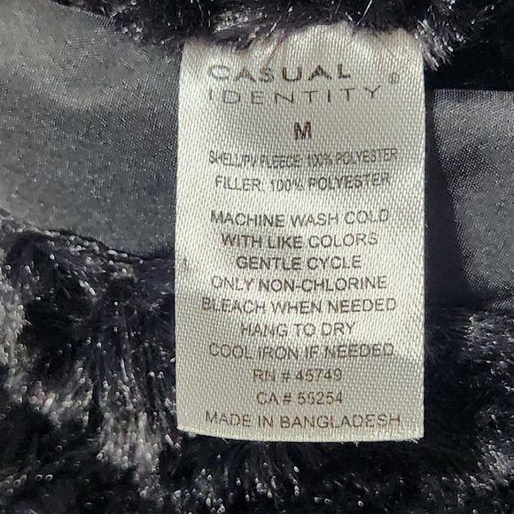 Casual Identity Vest Womens M Reversible Full Zip Black Faux Fur Quilted Pockets - Picture 8 of 10